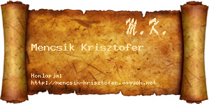 Mencsik Krisztofer névjegykártya
